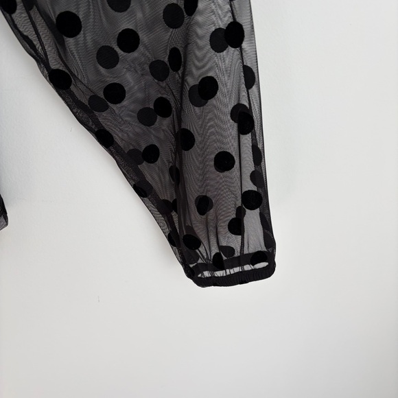 Sheer Polka Dot Mesh Blouse - Flocked Dots - NWT - Size XL - Picture 5 of 6